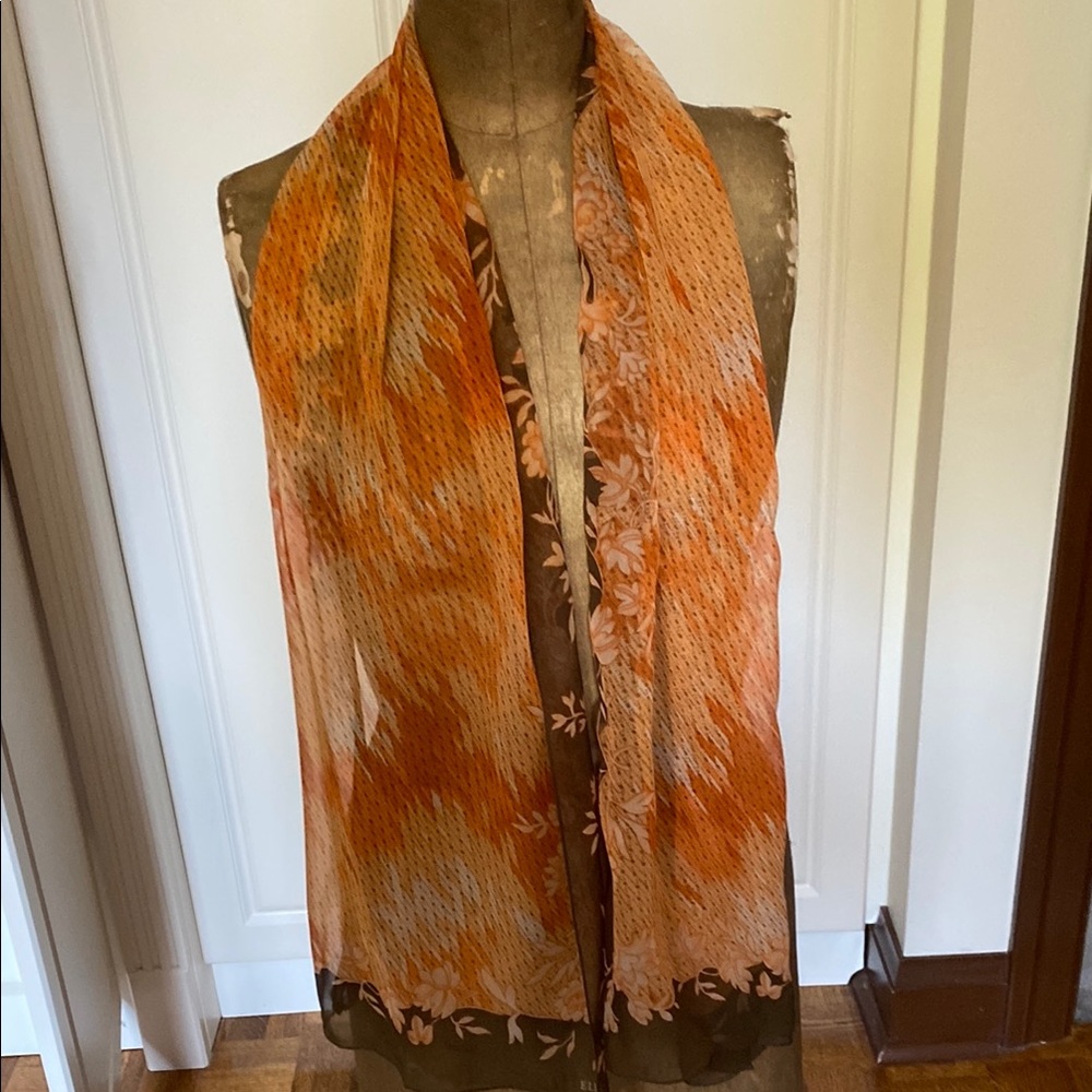 Elegant Orange Floral Scarf
